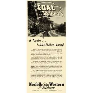  1941 Ad Norfolk Western Railway Train Transportation Fuel 