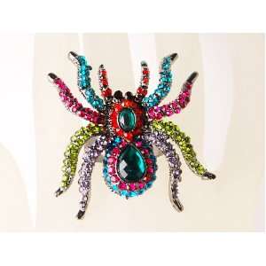   Scary Color Crystal Rhinestone Spider Insect Adjustable Ring: Jewelry