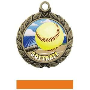 Custom Hasty Awards Softball HD Insert Medals M 8501 GOLD MEDAL/ORANGE 