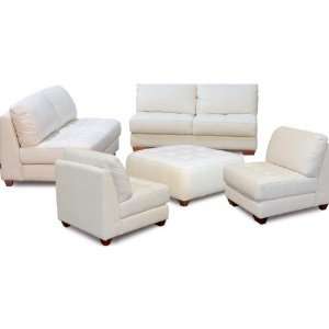 Zen Armless Sofa Love & 2 Chairs w/ Square Ottoman in 
