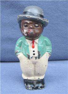 Vintage Hubley Cast Iron Cigar Smoking Black Man in Bowler Hat   3 