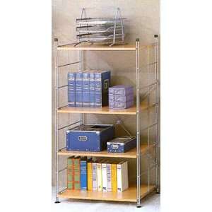  Four Tier Bookshelf with Metal Frame and Natural Finish 