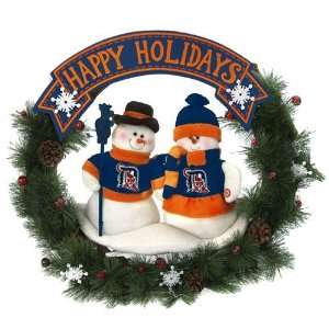  Detroit Tigers 20 Happy Holidays Snowmen Wreath Sports 