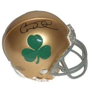 Cierre Wood Signed Notre Dame Shamrock Mini Helmet:  Sports 