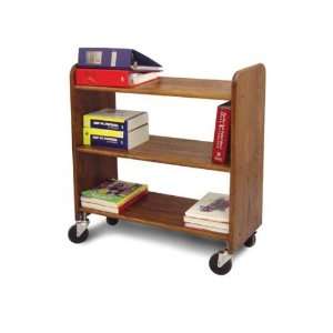  Wood Book Cart   3 Level Shelves in Walnut: Home & Kitchen