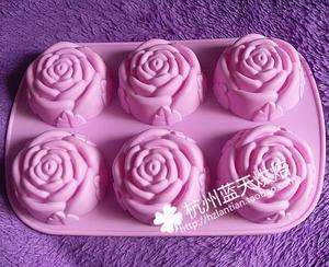 Silicone 6 Roses Chocolate Cake Soap Mold Mould L114  
