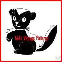 Skunk ~ Vintage Stuffed Animal Pattern ~ SUPER RARE  