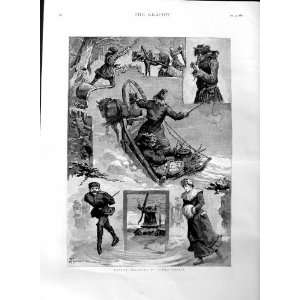 1886 Winter Sketches South Russia Sledging Ice Skating:  