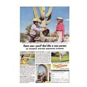  1951 Ad Tucson Az Cowboy and Cowgirl Vintage Travel Print Ad 
