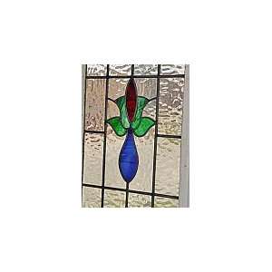  Red & Blue Floral Antique Stained Glass: Home & Kitchen