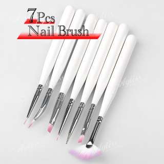 7pc Nail Art Design Brush Painting Pen Tool Acrylic White Stick 