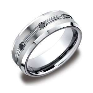 Mens Cobalt 7.5mm Comfort Fit Diamond Wedding Ring Band Satin Finish 