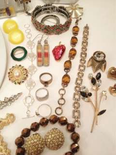   Antique Estate Jewelry Lot Brooches Necklaces Rhinestones Signed