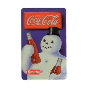 Coca Cola Collectible Phone Card: 3m 1995 Smiths: Snowman Holding Two 