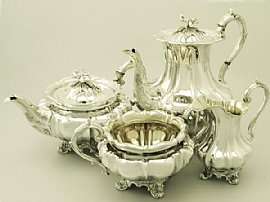   Silver Melon Style Four Piece Tea and Coffee Service   Antique  