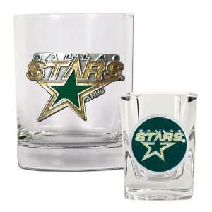 Dallas Stars Rocks Glass & Shot Glass Set   Primary Logo  