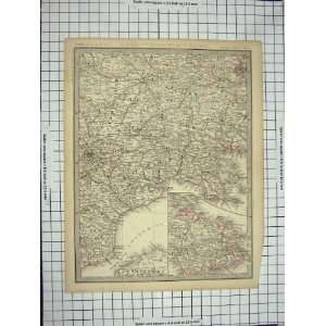  ANTIQUE MAP 1874 FRANCE PARIS ANGERS BOURGES MAINE