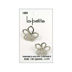  LaPetite Buttons 7/8 Shank Flower Silver 2pc Arts 