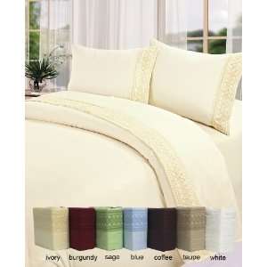   Cotton 450 Thread Count Embroidery Sheet Set King: Home & Kitchen