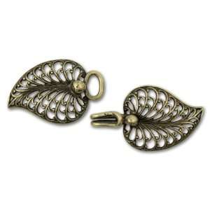   Antique Brass Filigree Leaf Hook and Eye Clasp: Arts, Crafts & Sewing
