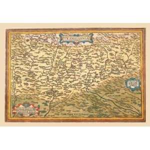  Exclusive By Buyenlarge Map of Transylvania 12x18 Giclee 