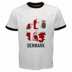 DENMARK DANISH FLAG MAP RINGER T SHIRT  