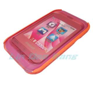 Orange Mesh Hard Case Back Cover + Screen Protector For SAMSUNG C3300 