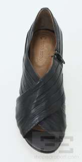 Corso Como Black Leather Seamed Leather Peep Toe Heels 9.5 NEW  