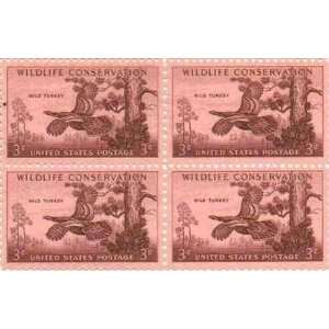 Wildlife Conservation Wild Turkey Set of 4 x 3 Cent US Postage Stamps 