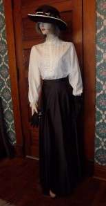   Pioneer Dress Costume long full Skirt, Blouse, Hat & Gloves sz 14