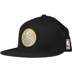  Denver Nuggets Fitted Flat Brim Hat (Black) Sports 
