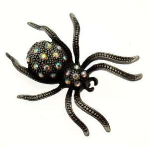   Acosta Brooches   AB Crystal Gothic Spider   Costume Brooch: Jewelry