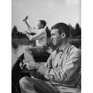  Jimmy Stewart Bass Fishing in Lake Near His Home with 