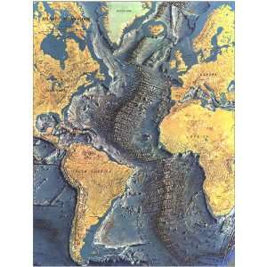   : National Geographic 1968 Atlantic Ocean Floor Map: Office Products
