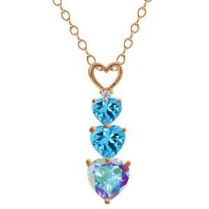   Heart Mercury Mist Mystic Topaz and Topaz Gold Plated Silver Pendant