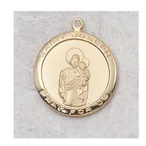  Gold Plated Round Saint Joseph Patron Saint Medal Pendant 