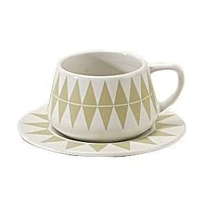  Espresso Cup and Saucer in Light Green   Set of 4 Kitchen 
