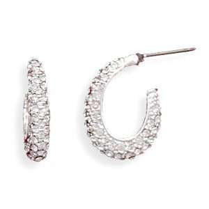  Crystal 3/4 Hoop Fashion Post Earrings Jewelry