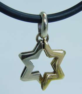 Authentic Sauro 18K Gold Rubber Star of David Necklace Designer Signed 