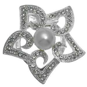  Hoya Silver Pearl Crystal Scarf Clip Jewelry