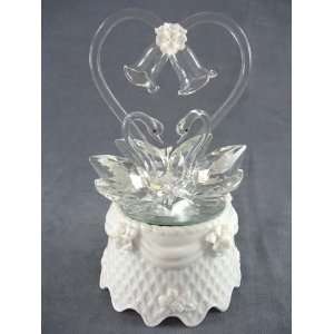   Crystal Swans Cake Topper   Swan Wedding Cake Topper: Home & Kitchen