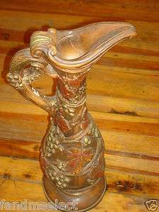 Large Vintage Decorative Pottery Vase / Pitcher 23 Tall 3D Vine 