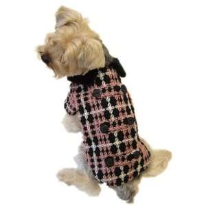     Vintage Tweed Toggle Dog Coat   Color: Pink, Size: S: Pet Supplies