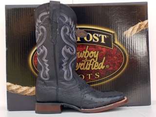 Dan Post Cowgirl Boots Womens Black Ostrich Square Toe  