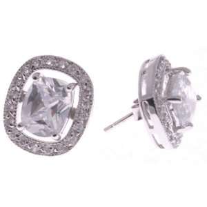  Dazzling Sterling Silver Oval Shaped Cubic Zirconia Stud 