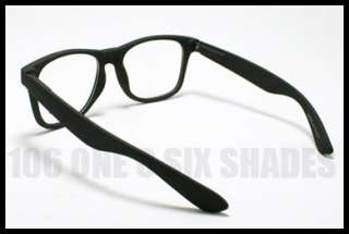   Geek Eyeglasses Retro Style Clear Lens MATTE Rubber BLACK Thick Frame