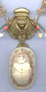 One of a Kind Egyptian Necklace Cleopatra with Scarab OOAK  