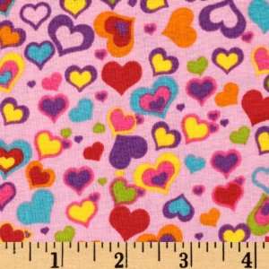   Peace and Love Hearts Pink Fabric By The Yard Arts, Crafts & Sewing