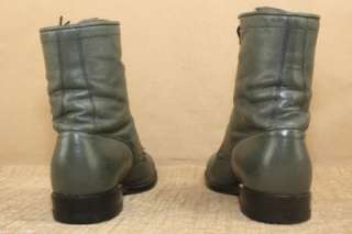 Vtg JUSTIN Mens Western Lacer Roper Green Leather Cowboy Boots Size 9 