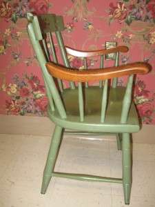 Heywood Wakefield Maple Green Hand Decorated Arm Chair  